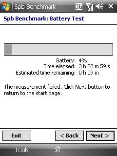 以測試軟件《Spb Benchmark》測試此機的電量耗用,發現在處理器使用全速 624MHz 運作的情況下,無疑可維持極快的運作速度,但機身電量卻只能支持 3 小時 47 分左右,十分「短命」。 以測試軟件《Spb Benchmark》測試此機的電量耗用,發現在處理器使用全速 624MHz 運作的情況下,無疑可維持極快的運作速度,但機身電量卻只能支持 3 小時 47 分左右,十分「短命」。