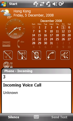 Xperia X1 電話接聽介面。