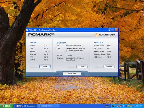 由於採用硬件與一般市面 netbook 相同，所以透過《PCMark05》得出的測試分數也自然相若。